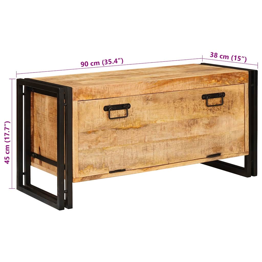 Schuhschrank mit Regal Braun 90 x 38 x 45 cm massives Mangoholz